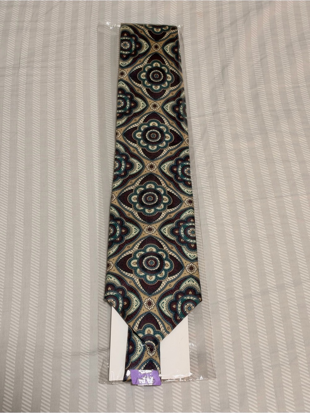 Dior Men's Teal, Brown & Cream Floral Medallion Tie